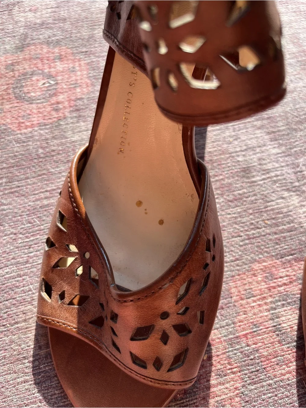 Franco Sarto Women's Brown Cutout Ankle Strap Sandals